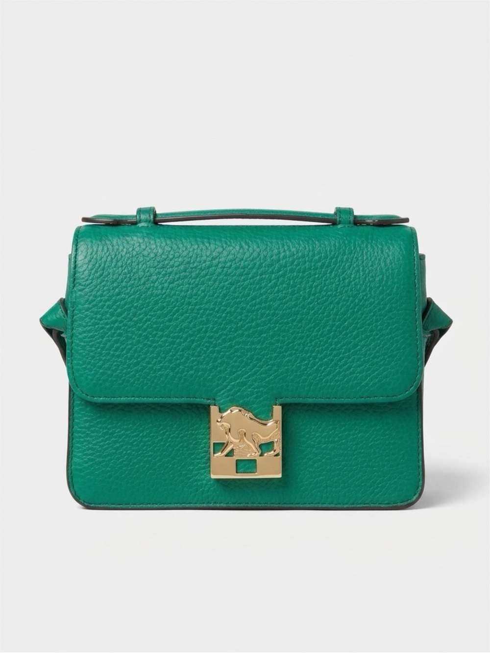Vince Camuto Green Pebbled Leather Crossbody Bag Top Handle Gold Hardware Flap